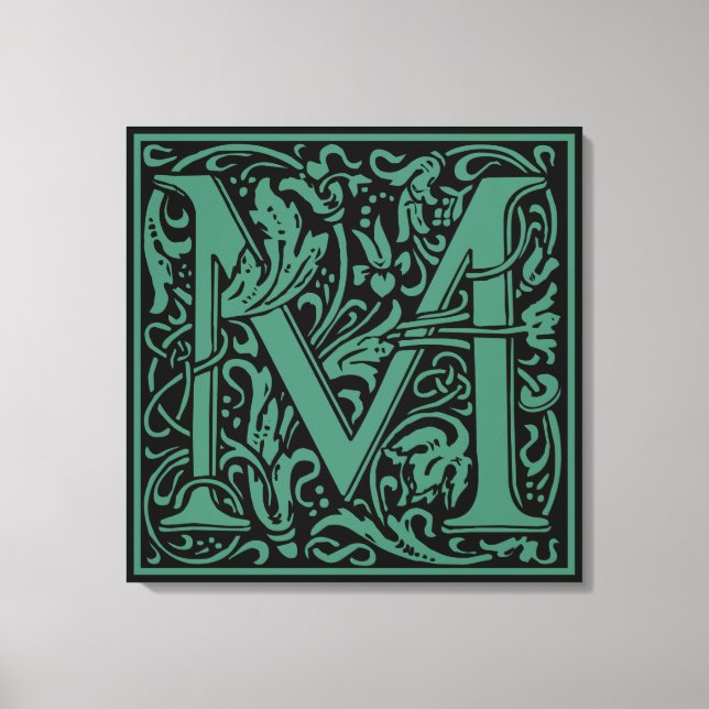 Toile Lettre M Monogramme médiéval Art Nouveau (Recto)