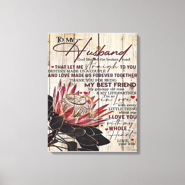 Toile Lettre mignonne au mari | Cadeau Design Cool | (Recto)
