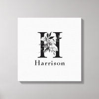 LETTRE MONOGRAPHIQUE GRAY ET NOIR Floral H Personn