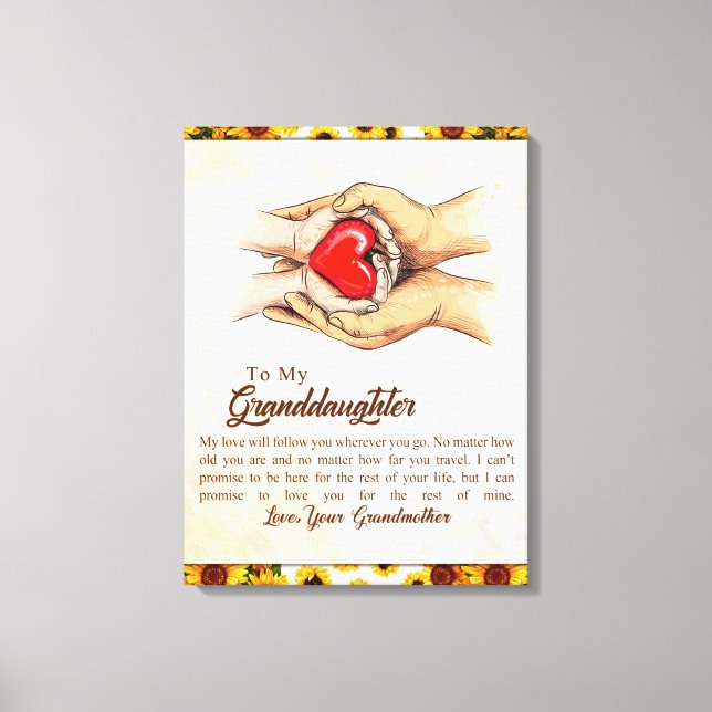 Toile Lettre personnalisée à ma petite-fille, (Recto)