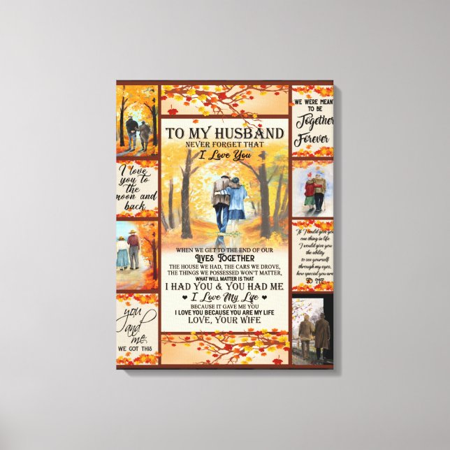 Toile Lettre personnalisée à mon mari, mari d'amour (Recto)