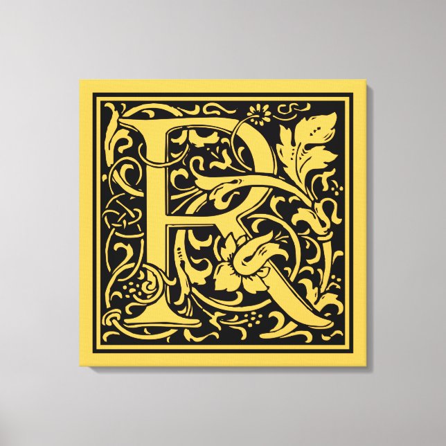 Toile Lettre R Monogramme médiéval Art Nouveau (Recto)