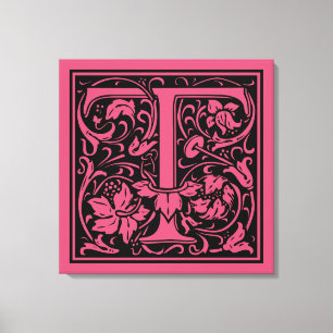 Toile Lettre T Monogramme Art Nouveau Médiéval