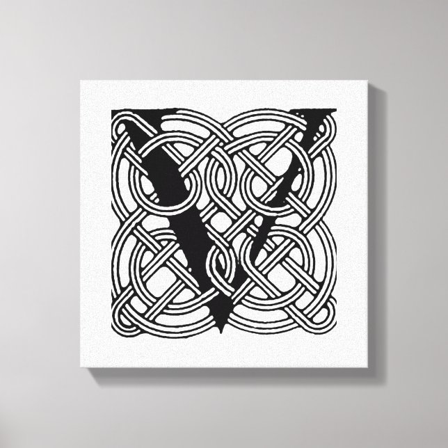 Toile Lettre V Vintage Céleste noeud Monogramme (Recto)