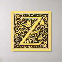 Lettre Z Monogramme médiéval Art Nouveau