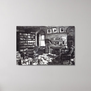 Toile L'étude de Charles Darwin à vers le bas logent,