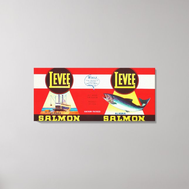 Toile Levee Brand Saumon Étiquette - Seattle, WA (Recto)
