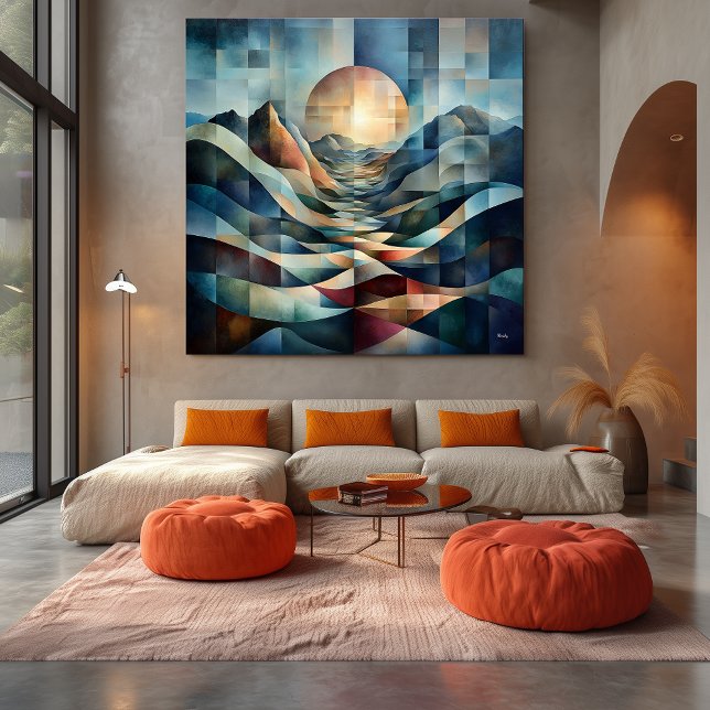 Toile Levée de soleil géométrique Abstraite au-dessus de (Créateur téléchargé)