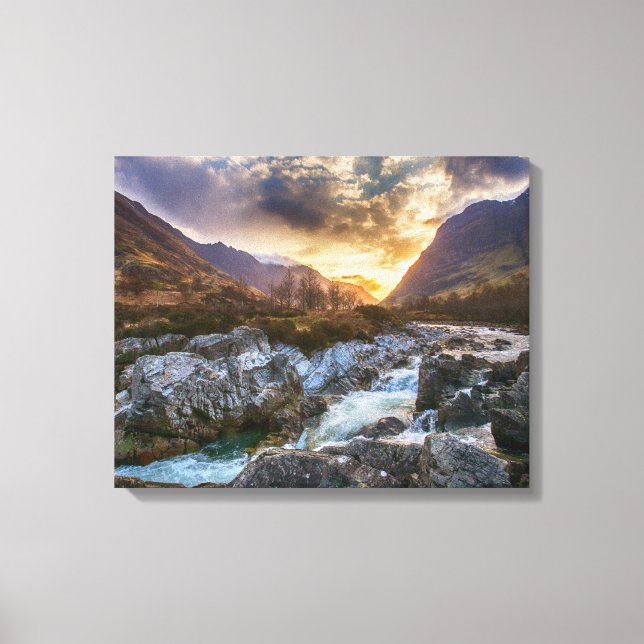Toile Lever de soleil à Glen Coe, Highlands écossais (Recto)