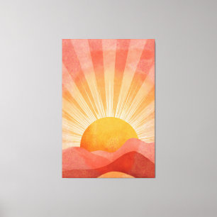 Toile Lever de soleil bohème rose et orange