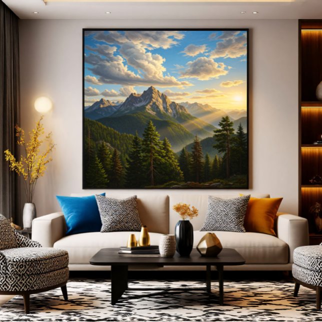 Toile Lever de soleil dans les montagnes (Créateur téléchargé)