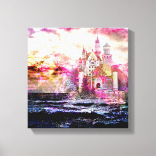 Toile Lever de soleil de château de conte de fées