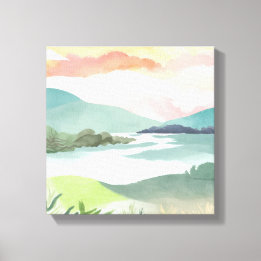 Toile Lever de soleil matinal sur le lac | Nature à l'aq