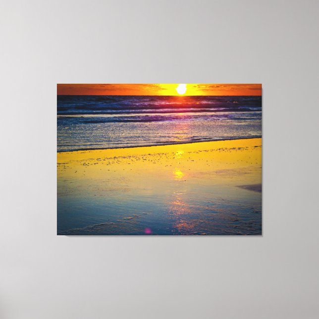 Toile Lever de soleil sur l'océan & Reflet sur la plage (Recto)