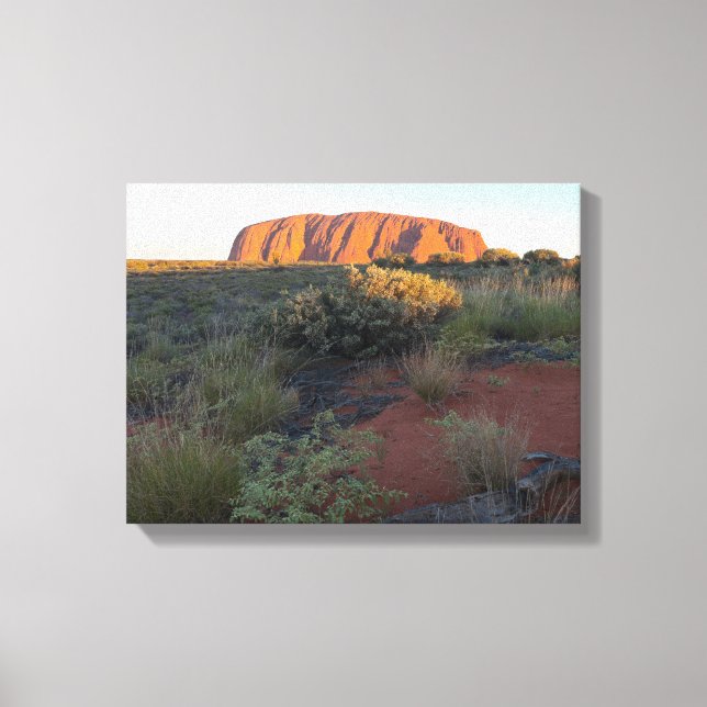 Toile Lever de soleil sur Uluru et flore du désert (Recto)