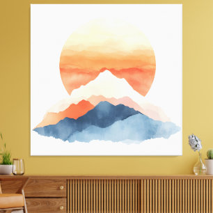Toile Lever du soleil du pic Abstrait d'or