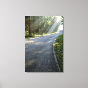 Toile Lever du soleil par le brouillard le long de Green