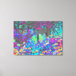 Toile Lever du soleil trippy vert citron et violet dans 