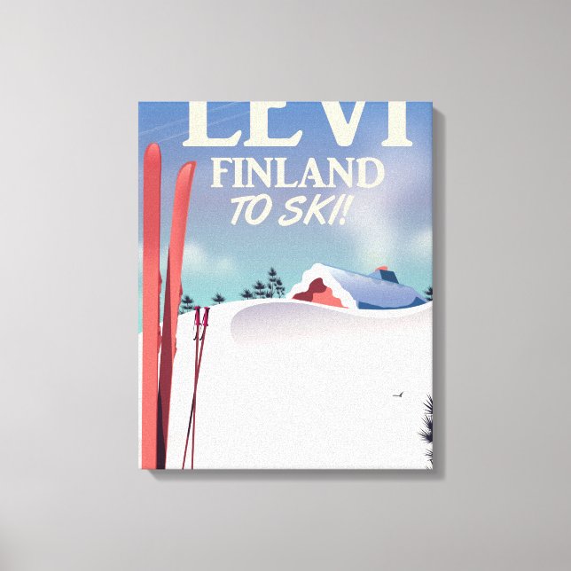 Toile Levi, affiche de voyage de ski en Finlande (Recto)