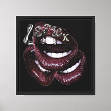 Lèvres d'art pop avec Grillz et texte 3D