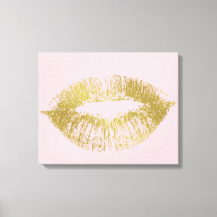 Toile Lèvres de baiser d'or