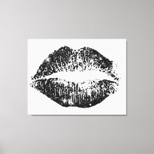 Toile Lèvres noires de Parties scintillant #2