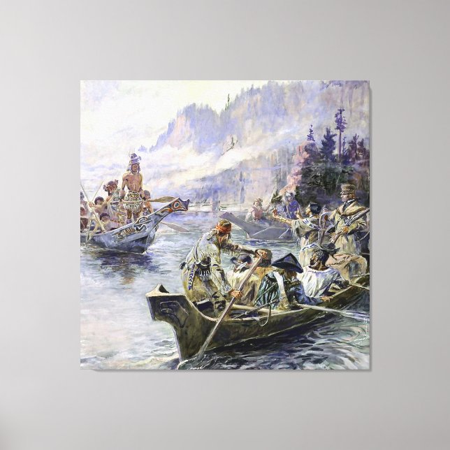 Toile « Lewis et Clark » par Charles M. Russell (Recto)