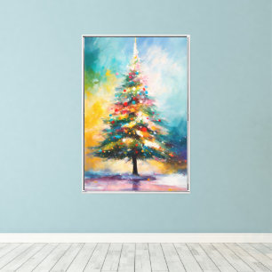 Toile L'huile d'arbre de Noël   Pastel Splatter