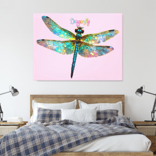Toile Libellule colorée en vitrail