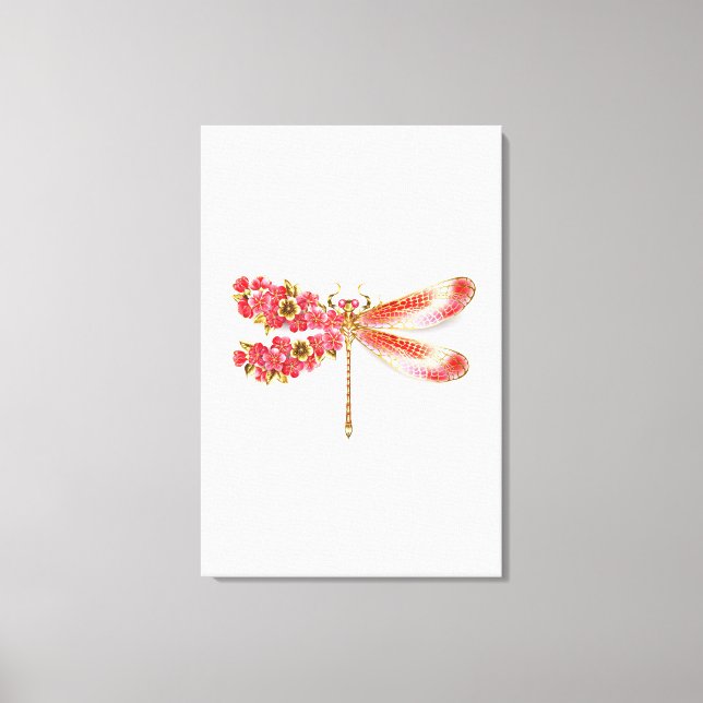 Toile libellule de fleurs avec sakura de bijoux (Recto)