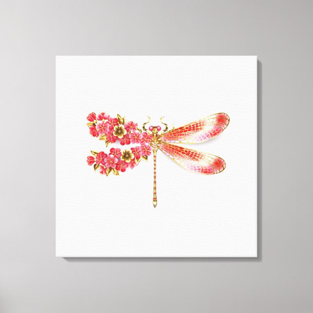 Toile libellule de fleurs avec sakura de bijoux (Recto)