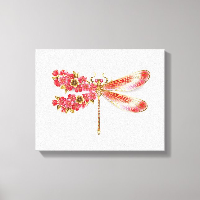 Toile libellule de fleurs avec sakura de bijoux (Recto)