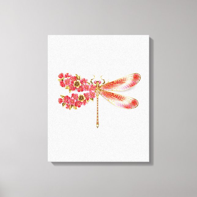 Toile libellule de fleurs avec sakura de bijoux (Recto)