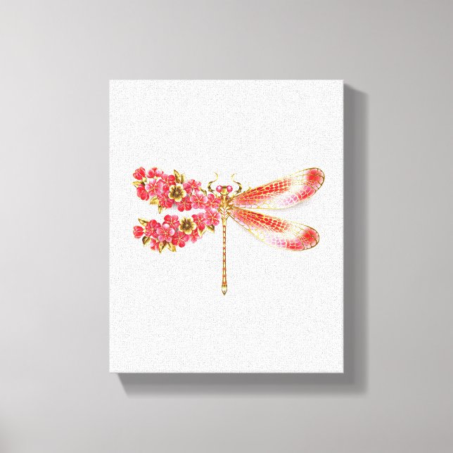 Toile libellule de fleurs avec sakura de bijoux (Recto)