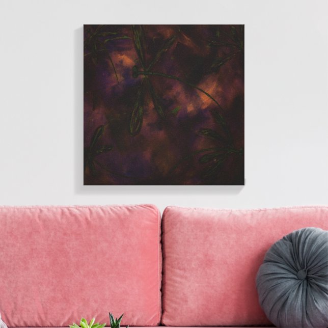 Toile Libellule de nuit sombre feu (Insitu(Salon))