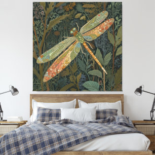 Toile Libellule verte bohème élégante
