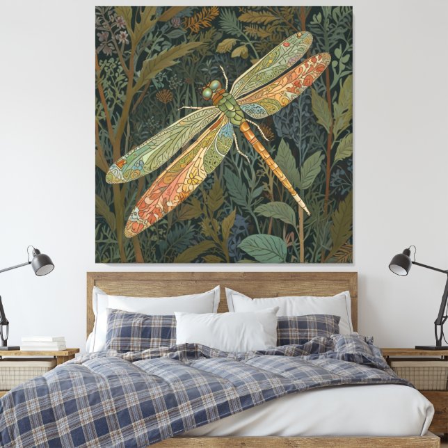 Toile Libellule verte bohème élégante (Insitu(Chambre))