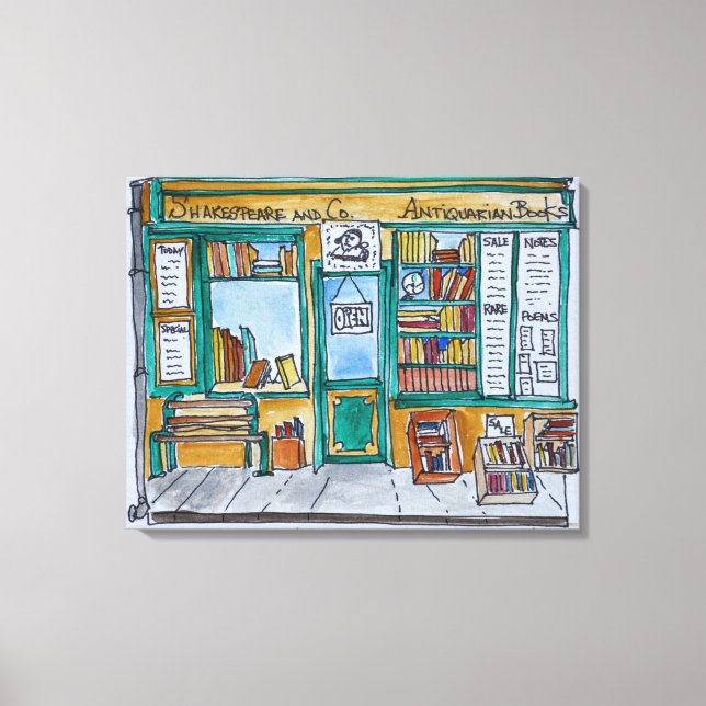 Toile Librairie Shakespeare & Co. | Seine, Paris (Recto)