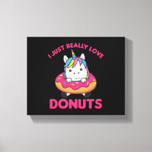 Toile Licorne aime les donuts les licornes sont roses