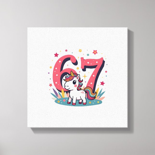 Toile Licorne arc-en-ciel de dessin animé mignon d'anniv (Recto)