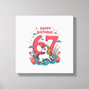 Toile Licorne arc-en-ciel dessin animé mignon 67e annive