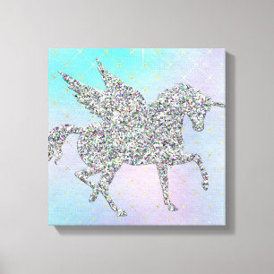 Toile Licorne argentée de parties scintillantes sur le