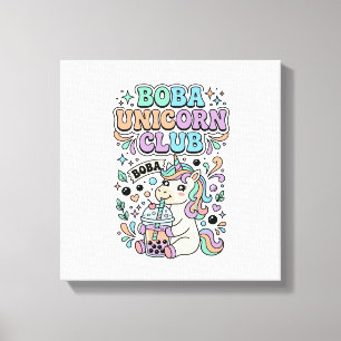 Toile Licorne Boba Licorne Club Kawaii Typographie Desig