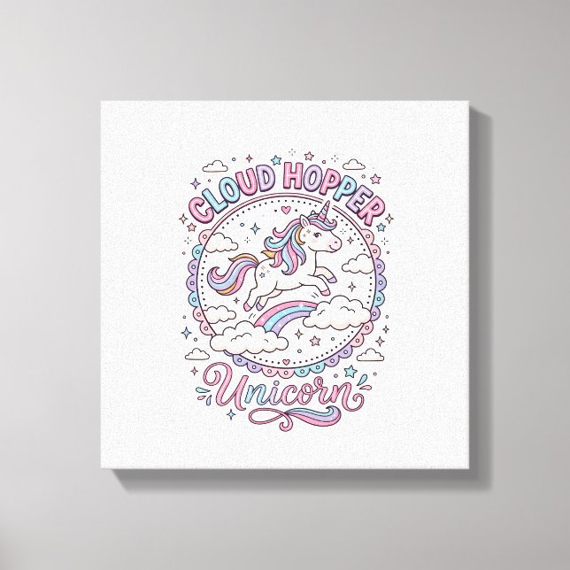 Toile Licorne Cloud Hopper Licorne Ludique Cadeau Mignon (Recto)