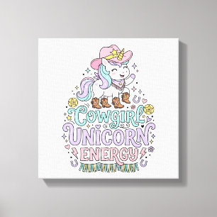 Toile Licorne Cowgirl Licorne Énergie Produit Mignon Pas