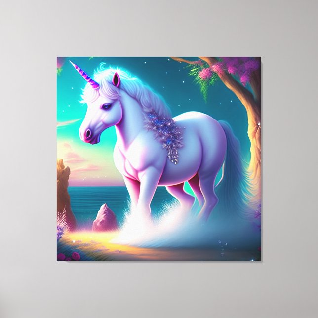 Toile Licorne dans l'art de la forêt  (Recto)
