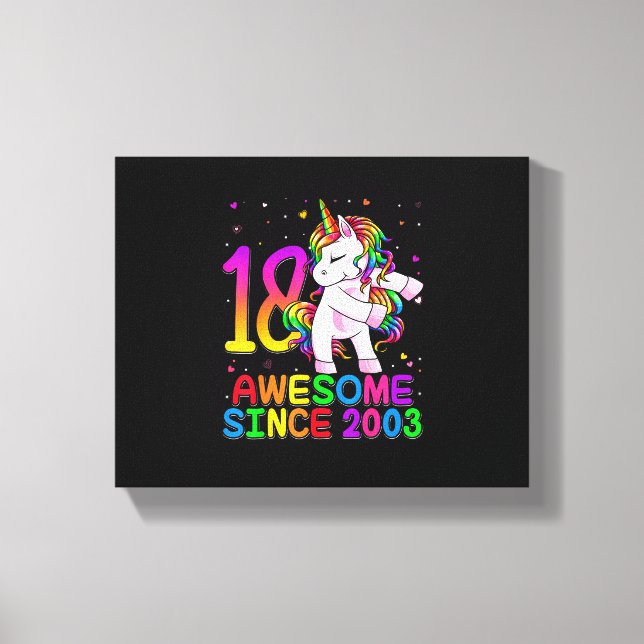 Toile Licorne de 18 ans faisant le flossing pour fille d (Recto)