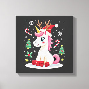 Toile Licorne de Noël Mignonne Magique Xmas Petite Fille