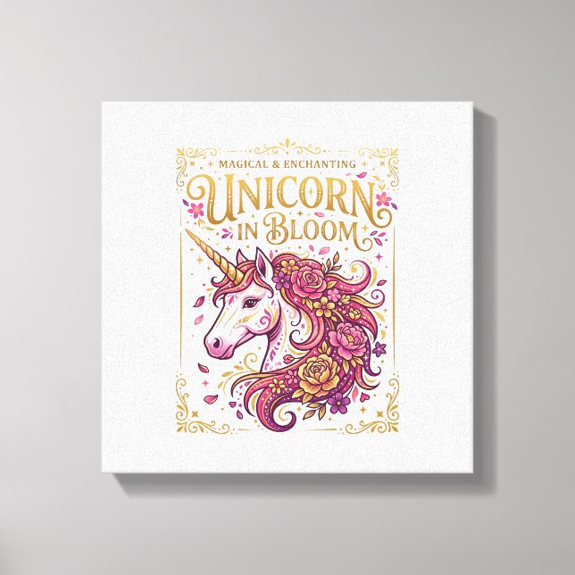 Toile Licorne en fleurs, design élégant Zazzle_1 (Recto)