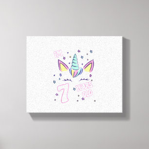 Toile Licorne Enfants 7ème anniversaire j'ai 7 ans fille